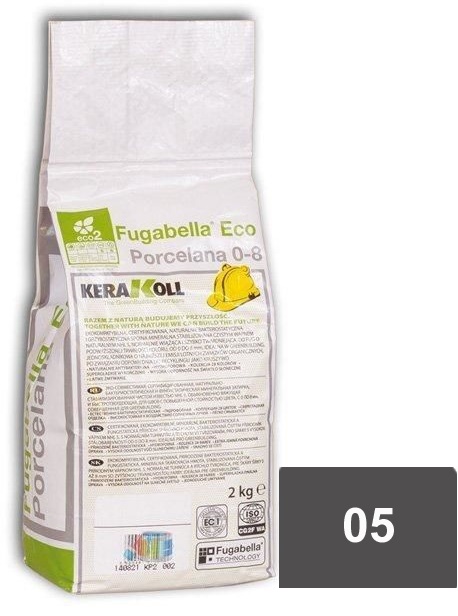 

Затирка Kerakoll Fugabella Eco Porcelana цементная 05 Anthracite 2кг