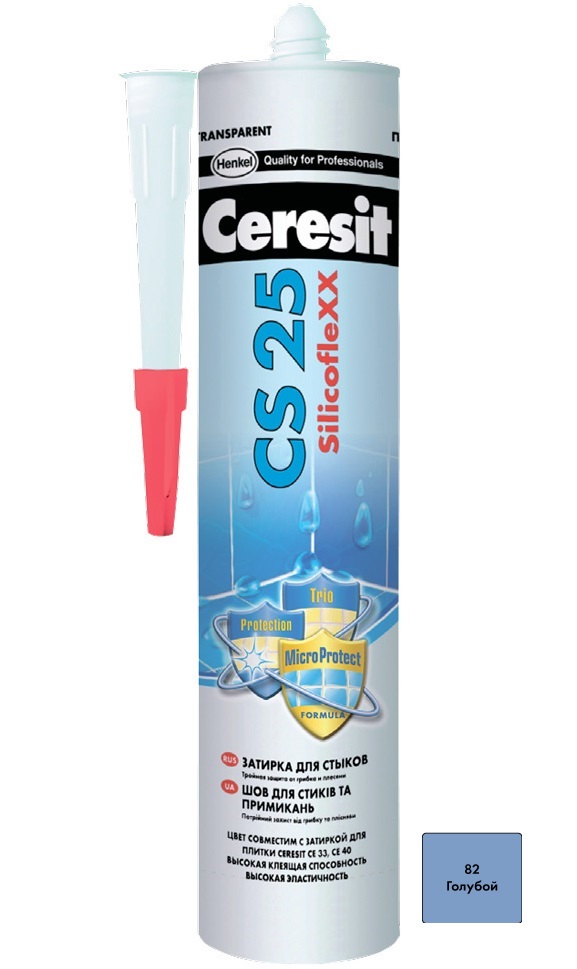 

Затирка Ceresit СS 25 силиконовая 82 Голубой 280мл