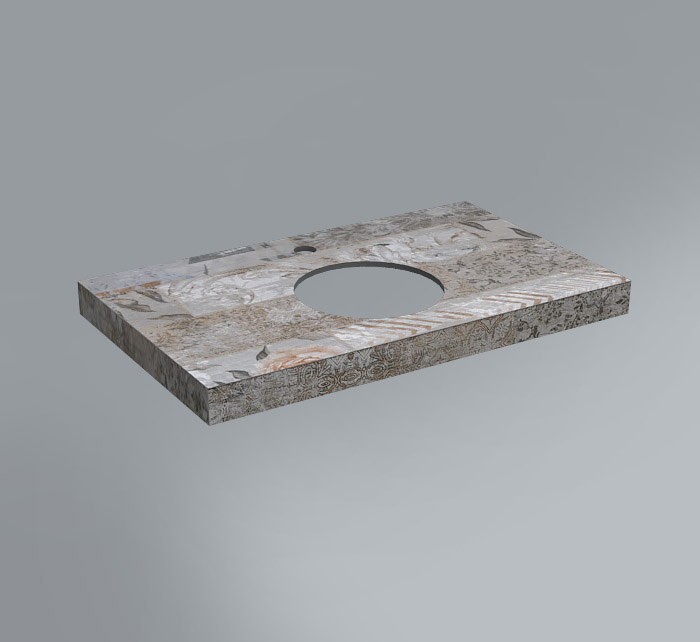 

Столешница Kerama Marazzi Canaletto 80х48 CN80.DL570000R мультиколор песочно-серый