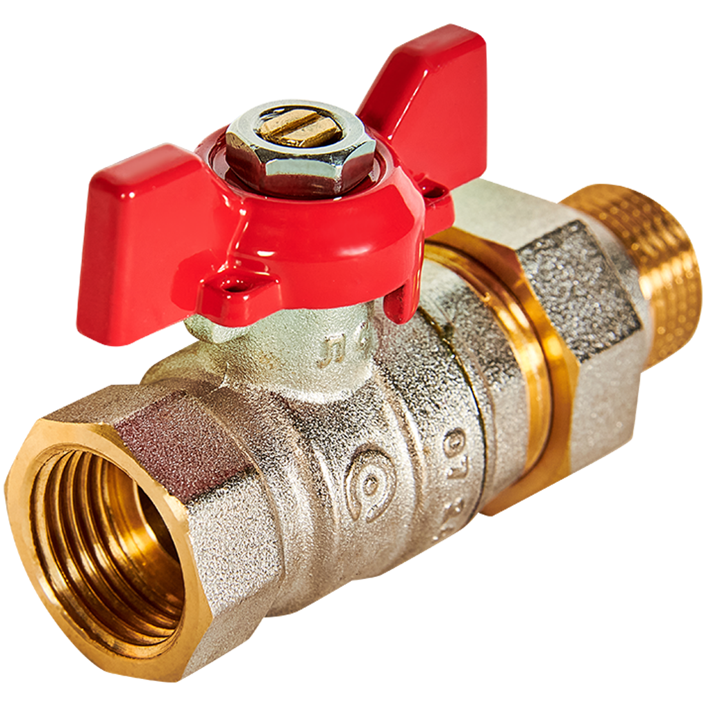 Rommer шаровой кран с американкой 3/4" ВН/НР, ручка бабочка RBV-0005-2510220