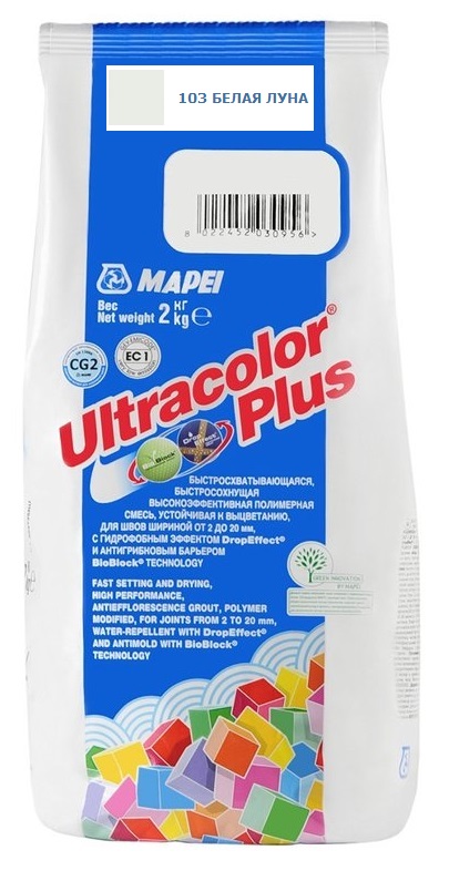 

Затирка Mapei Ultracolor Plus №103 (Белая луна) 2 кг