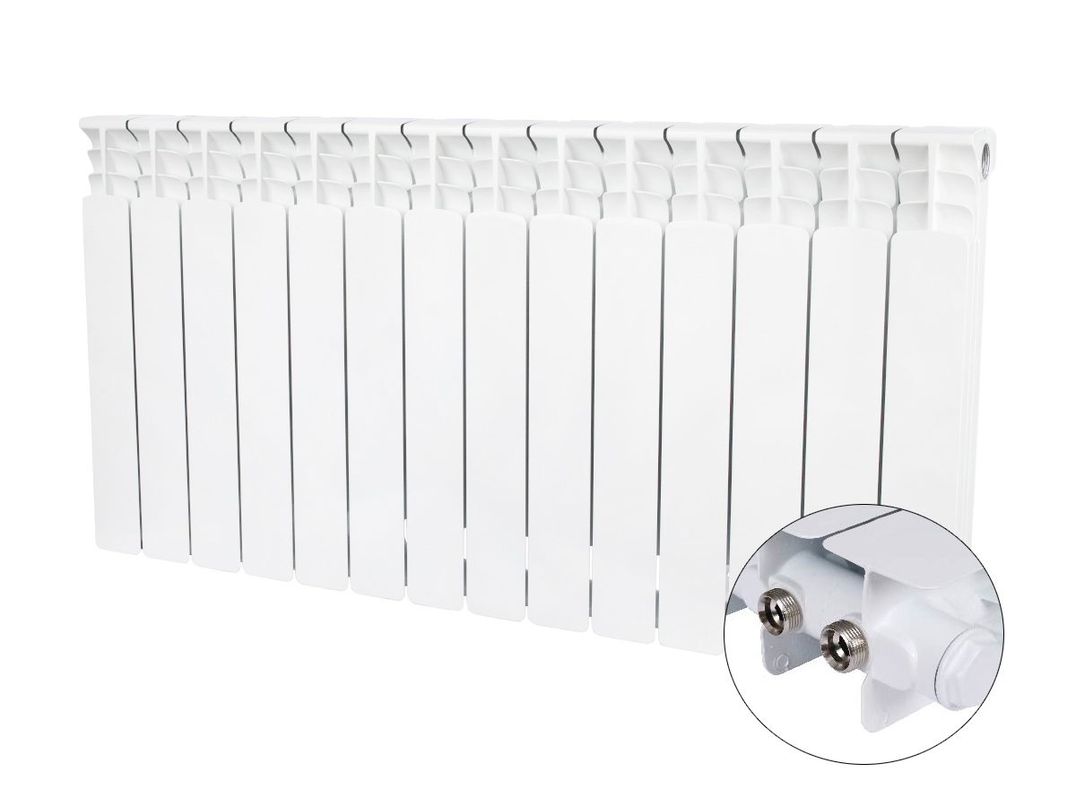 

Секционный биметаллический радиатор STOUT Space 500 \ 14 секций \ с нижним правым подключением