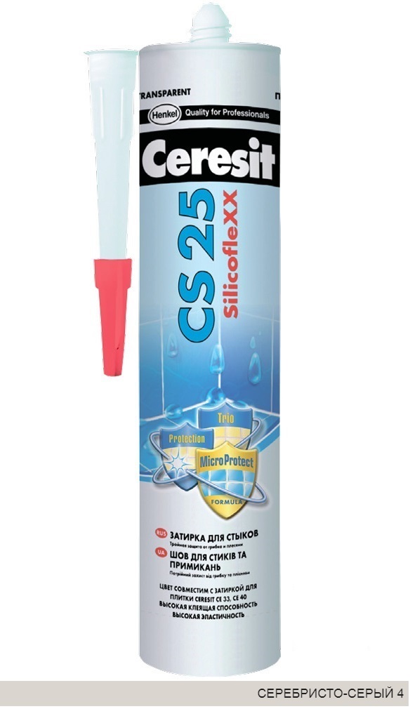 

Затирка Ceresit СS 25 силиконовая 04 С.-Серый 280мл