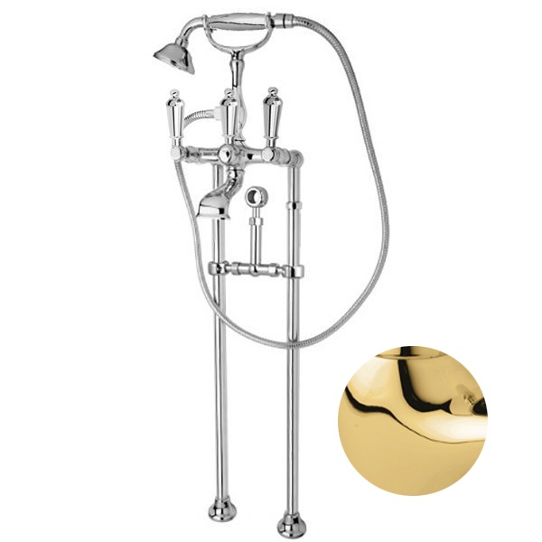 

Смеситель для ванны и душа Cezares First золото, ручка металл FIRST-VDPS-03/24-M