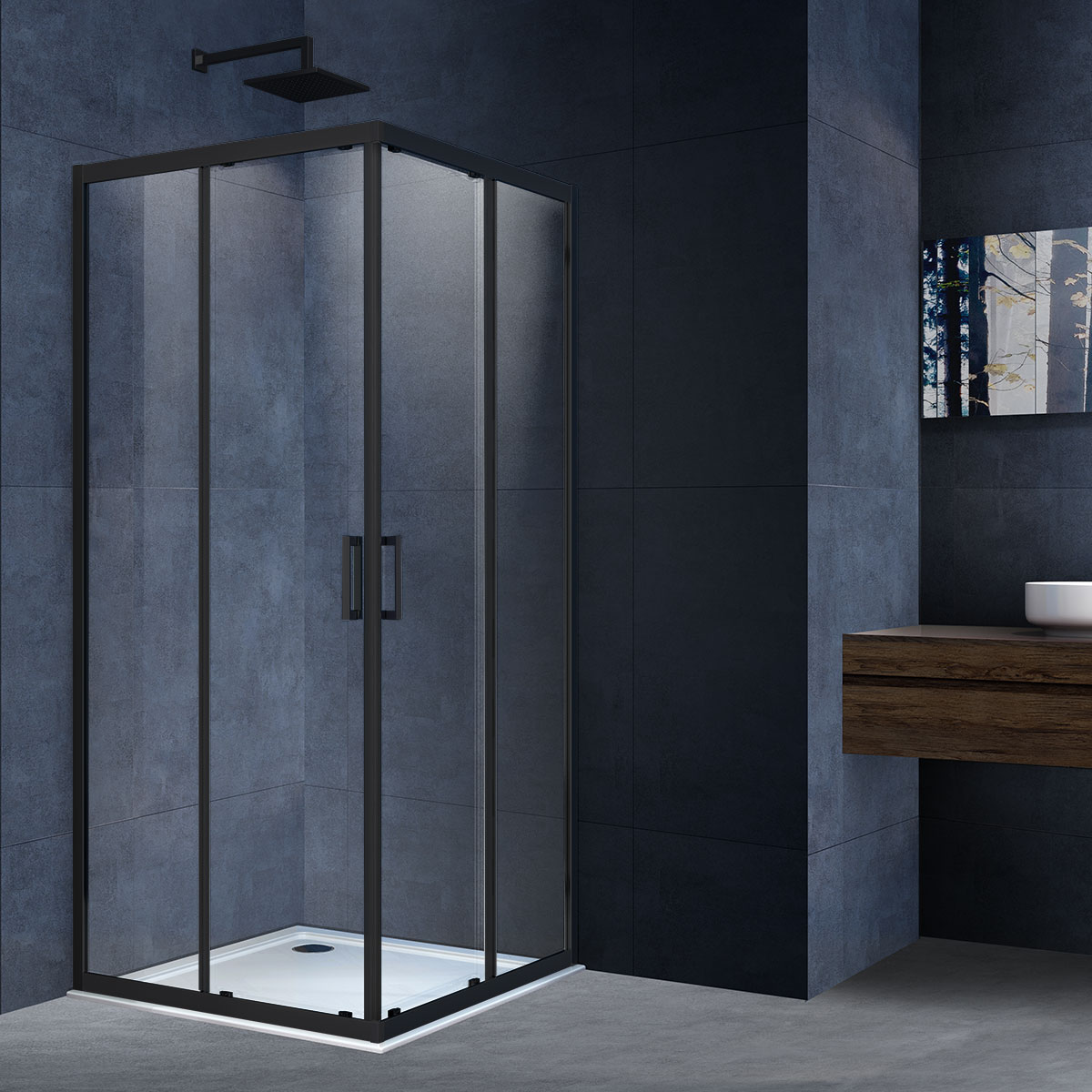Душевой уголок Vincea Alpha 1900x900x900 черный VSS-3AL900CLB