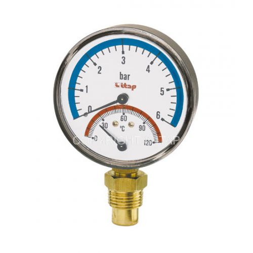 

Термоманометр боковое подключение 1/2 Itap art 484 120С 6бар