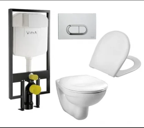 

Комплект с инсталляцией Vitra Normus унитаз, инсталляция, кнопка хром матовый, сиденье, металлические петли 9773B003-7203