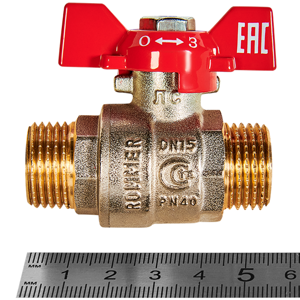 Rommer шаровой кран 3/4" НР/НР, ручка бабочка RBV-0007-2410220