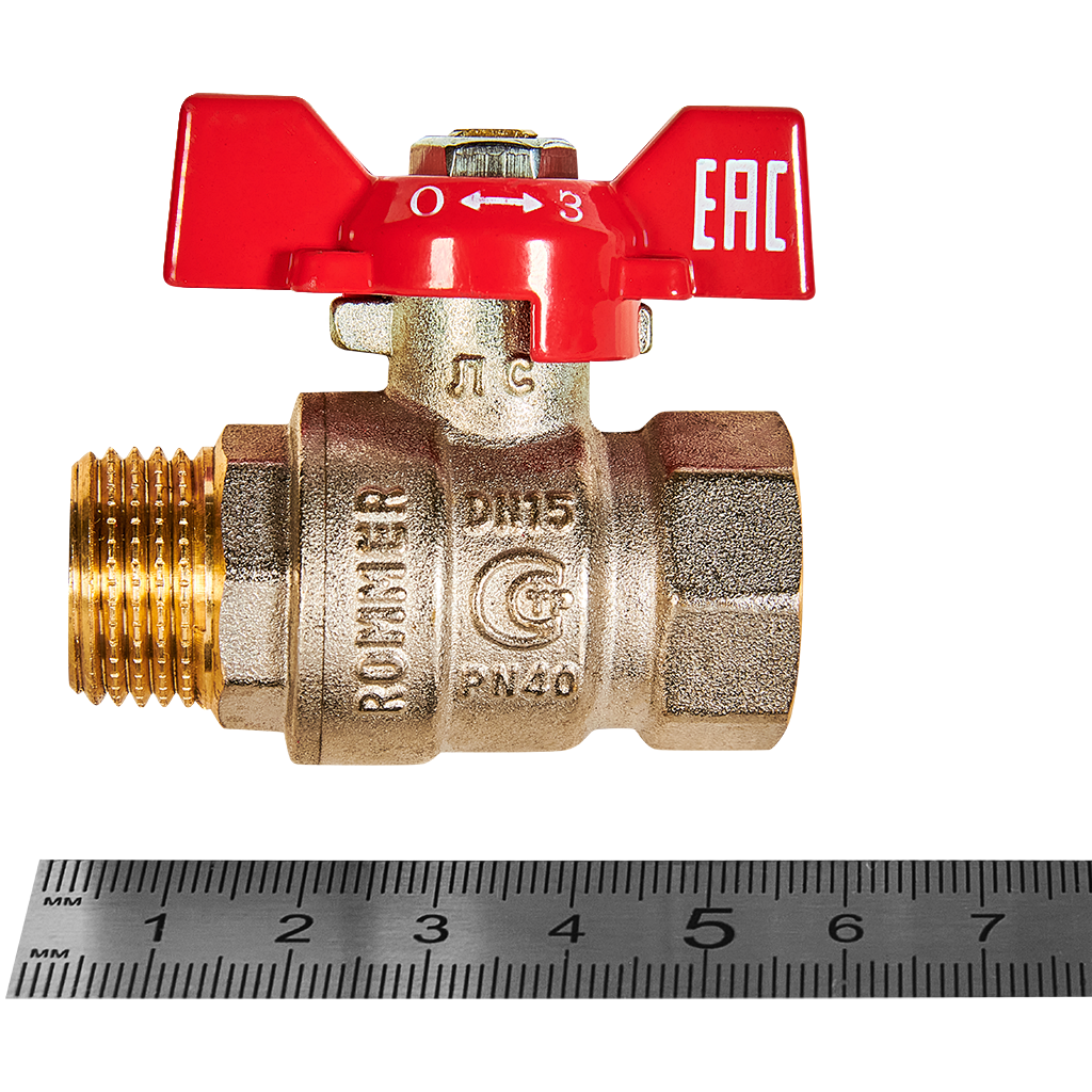Rommer шаровой кран 1/2" ВР/НР, ручка бабочка RBV-0004-2210215