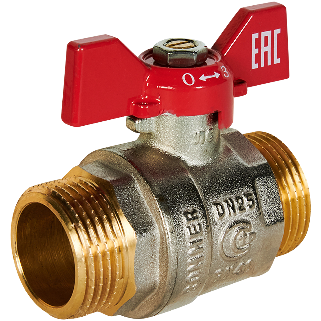 Rommer шаровой кран 1" НР/НР, ручка бабочка RBV-0007-2410225