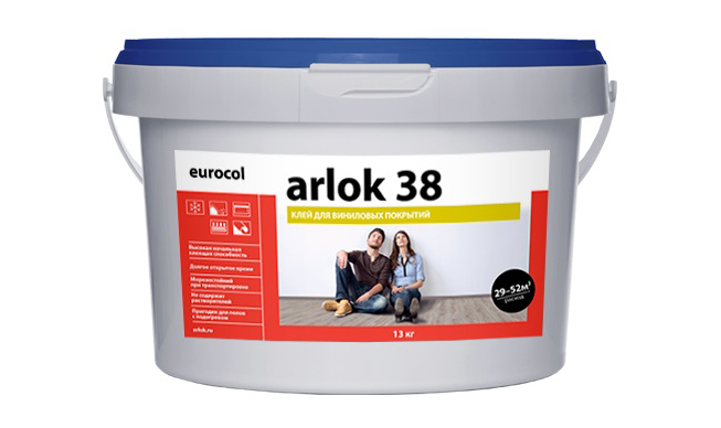 Клей водно-дисперсионный Arlok 38 банка 13кг (~ 43 m2)