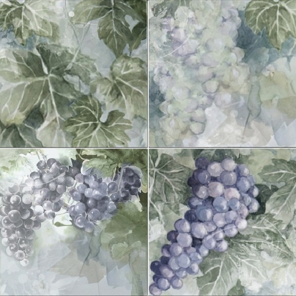 

Керамическая плитка Absolut Keramika Monocolor Set Acuarela Uvas В (4pzs) Панно 10x10