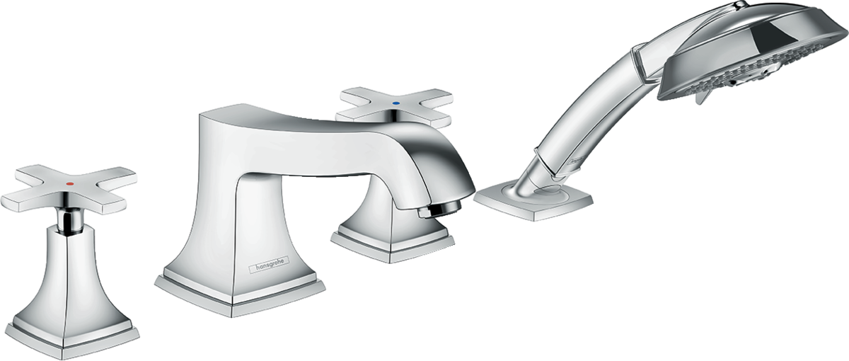 

Встраиваемый смеситель на край ванны Hansgrohe Metropol Classic на 4 отверстия, с крестовыми рукоятками 31449000