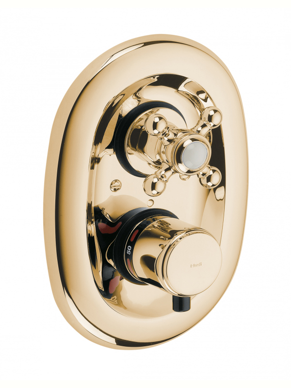 

Встраиваемый термостатический смеситель для душа Kludi Adlon золото 23 карат 517204520