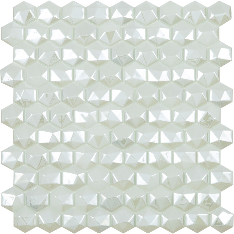 

Мозаика Стеклянная Vidrepur Hex Diamond № 350D Белый (на сетке) 31,7x30,7