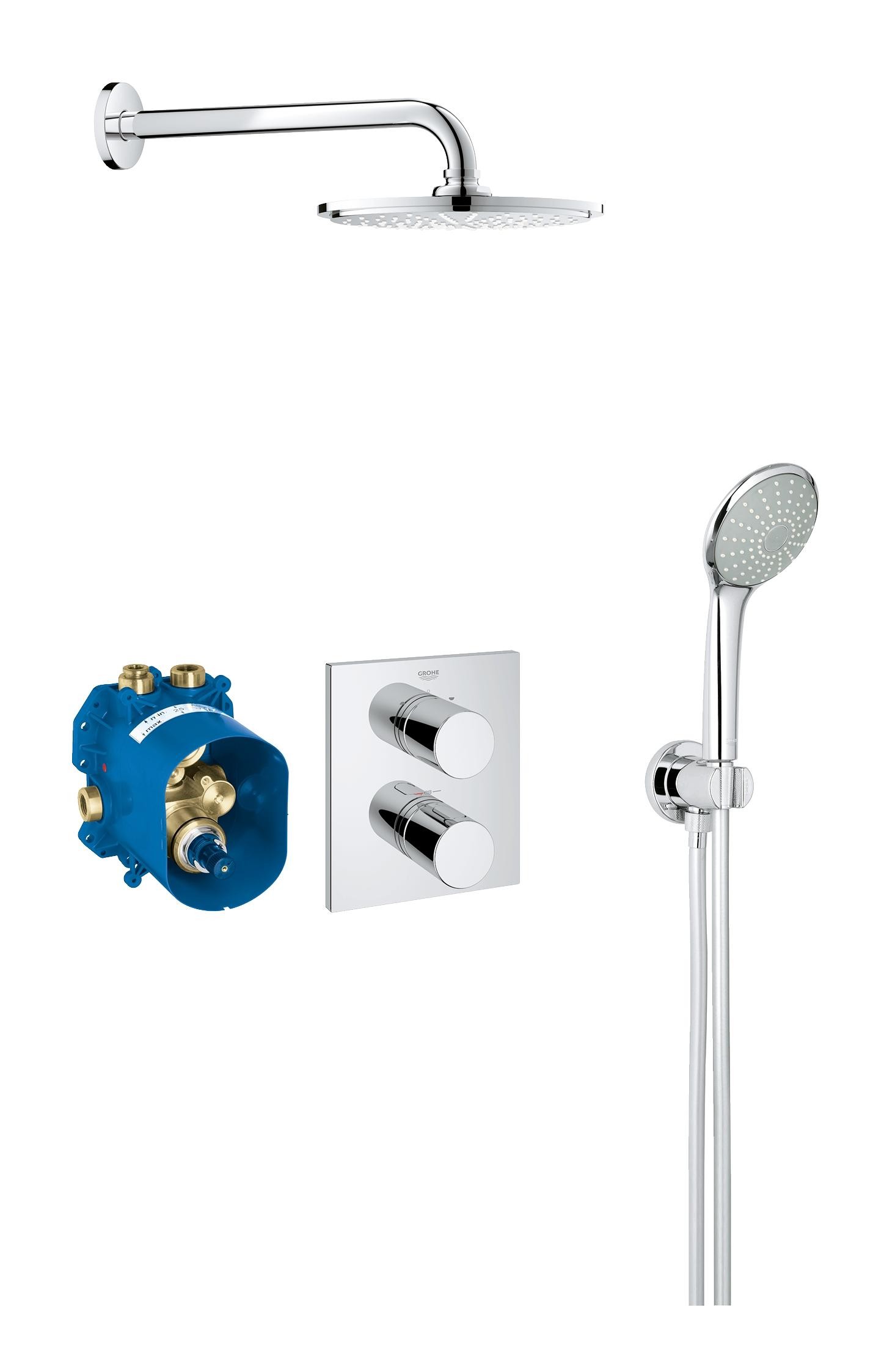 

Термостат скрытого монтажа для душа Grohe Grohtherm 3000 Cosmopolitan с душевым гарнитуром (со встраиваемым механизмом) 34408000