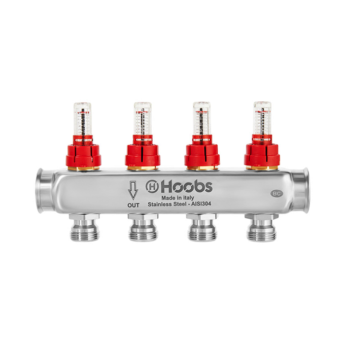 Hoobs Коллектор, нерж. ст., с расходомерами, 1" х 3/4"-9 вых.