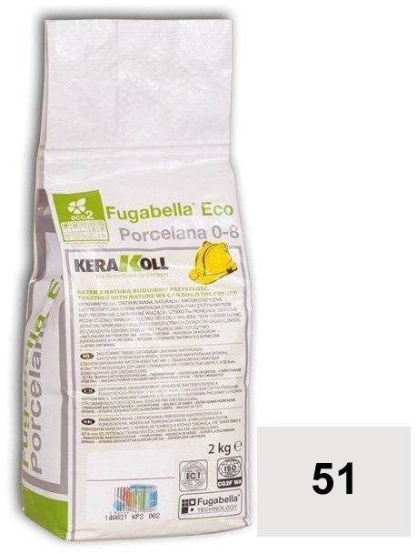 

Затирка Kerakoll Fugabella Eco Porcelana цементная 51 Silver 2кг