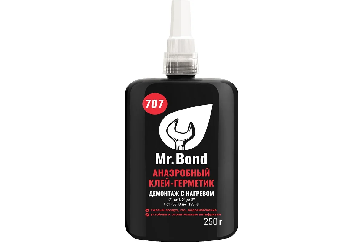 Mr.Bond 707 Клей-герметик анаэробный, демонтаж с нагревом, 250г,