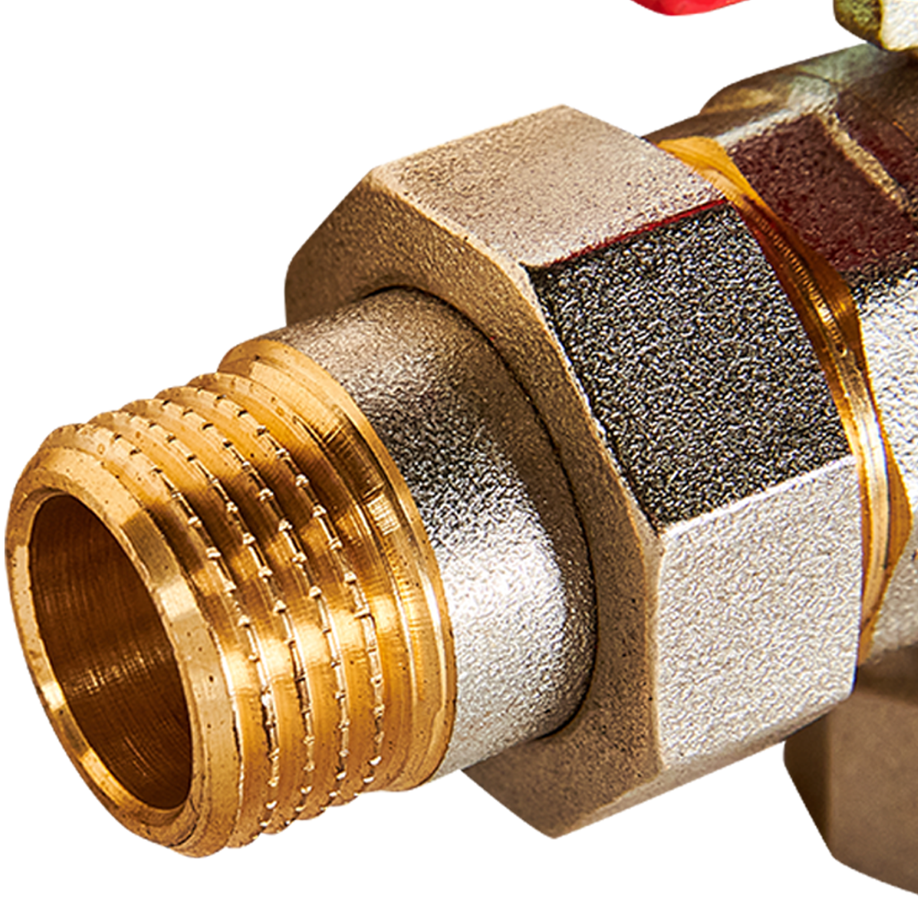 Rommer шаровой кран угловой с американкой 1/2" ВН/НР, ручка бабочка RBV-0006-2610215