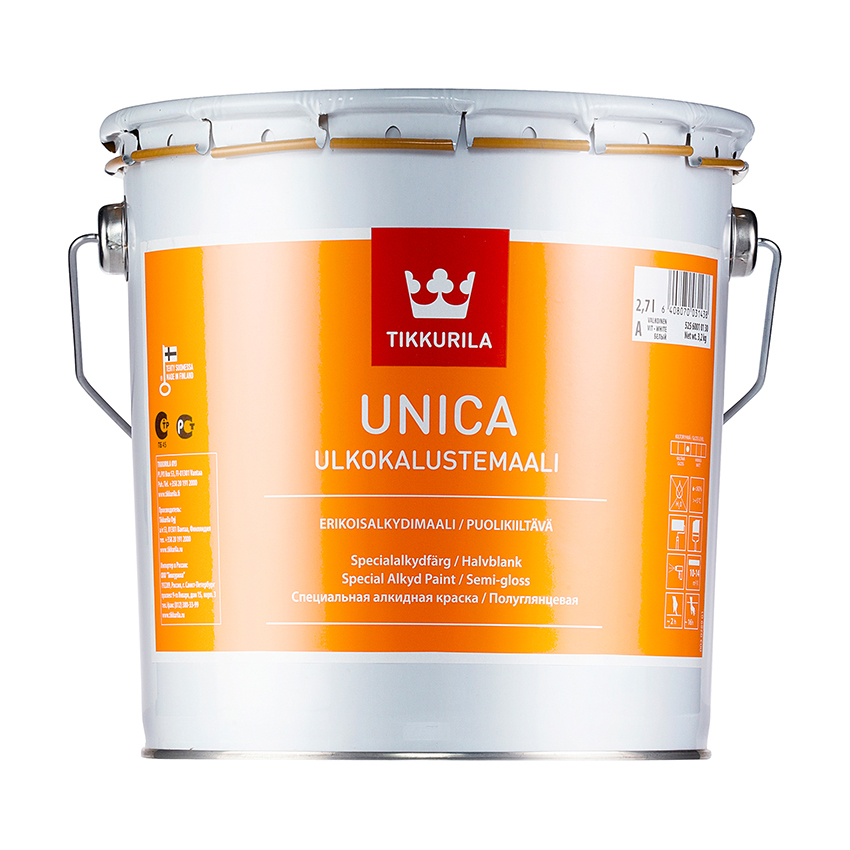 Tikkurila Unica Ulkokalustemaali,Специальная алкидная краска,база А,2,7л