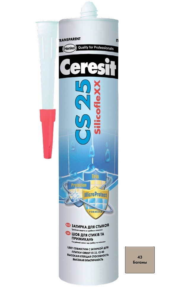 

Затирка Ceresit СS 25 силиконовая 43 Багама 280мл