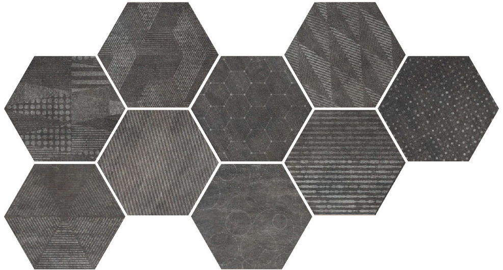 

Керамогранит Serenissima Docklands Hexagon Freeport Black (9mix) 24x27,7