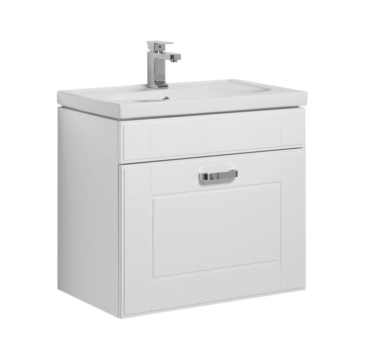 

Тумба с раковиной Aquanet Рондо 60 подвесная, белый (1 ящик) 00189158+00185476