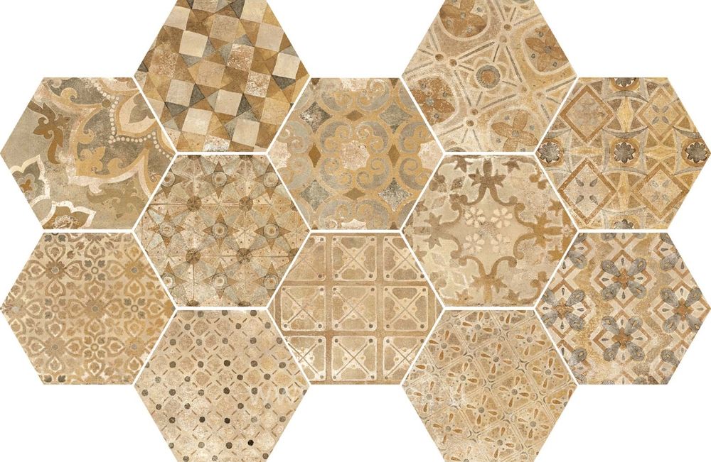 

Керамогранит Ragno Epoca R55T Decoro Cementine Ocra 21х18.2