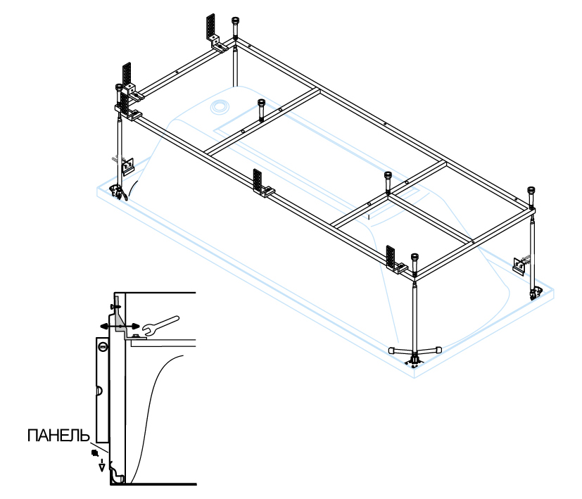 

Каркас для ванны Cezares METAURO CORNER-MF