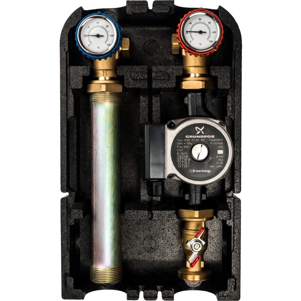 

STOUT Насосная группа с прямым контуром 1″ с насосом UPSO 25‑65 в теплоизоляции, 35kW [DT10 °C]
