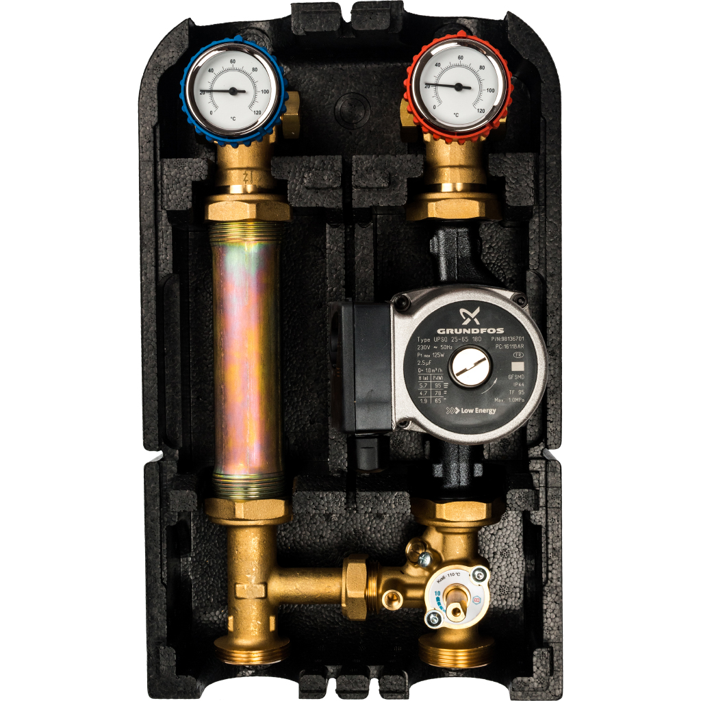 

STOUT Насосная группа с 3‑х ходовым приводным смесителем 1″ с насосом UPSO 25‑65, 29 kW [DT10 °C]