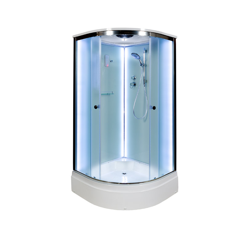 Душевая кабина Deto D 90x90 Хром (рифленое стекло) D279S LED