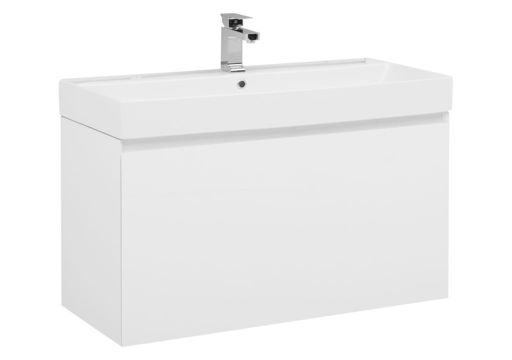 

Тумба с раковиной Aquanet Йорк 100 подвесная, белый 00202091+00199206