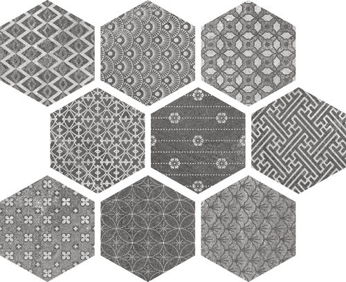 

Керамогранит Ape Soft Hexagon Kendo mix Grey 23х26