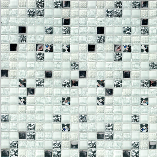 

Стеклянная Мозаика Bonaparte Crystal white (8x15x15) 30x30