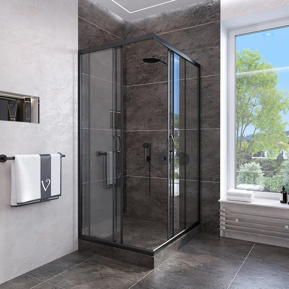 Душевой уголок Veconi Rovigo RV-113B 1850x900x900 черный RV113B-90-01-C4