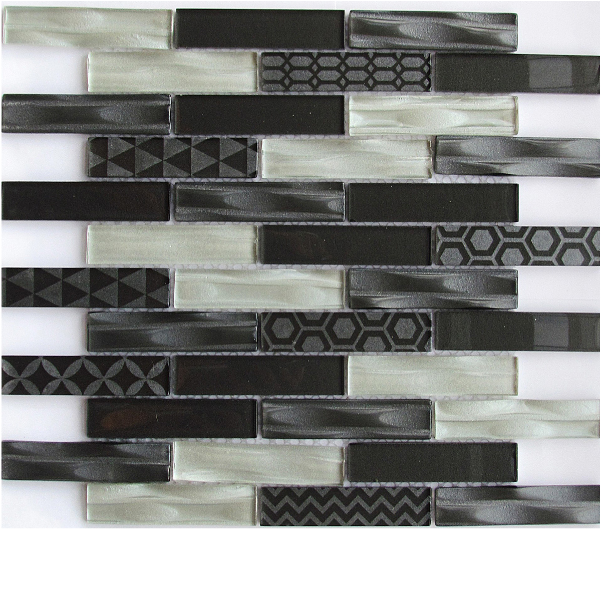 

Стеклянная Мозаика Bonaparte Optima Grey (6x23x98) 30x30