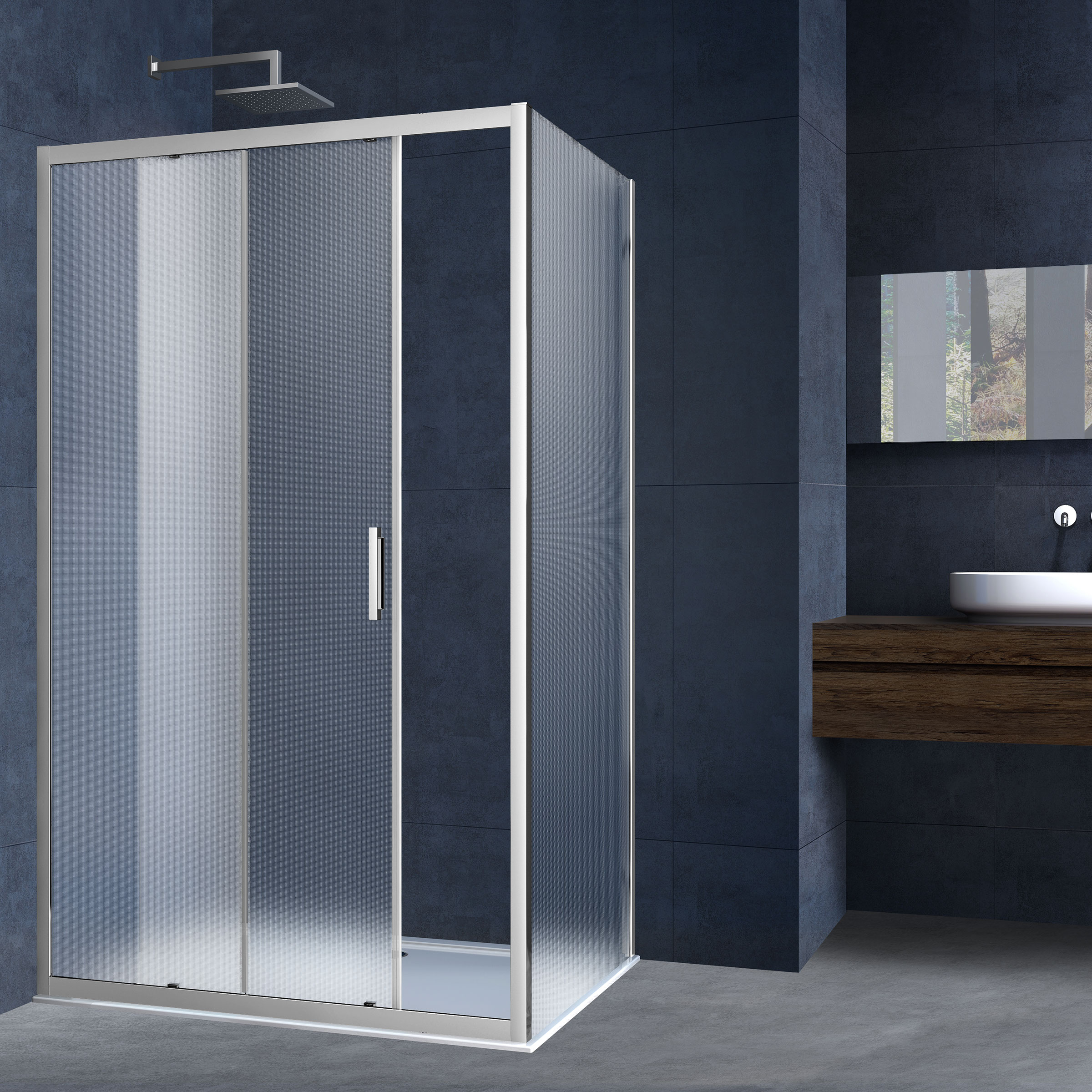 Душевой уголок Vincea Alpha 1950x1300x800 хром (рифленое стекло) VSR-3AL8013MT