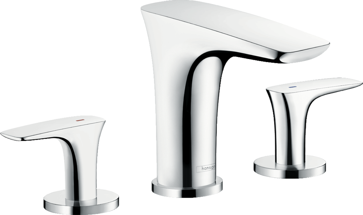 

Смеситель для раковины Hansgrohe PuraVida 100 на 3 отверстия, со сливным клапаном 15073000