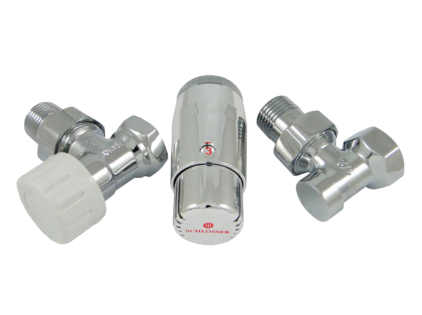 Schlosser Комплект узла нижнего подключения угловой STANDARD MINI 1/2&quot; (хром) с термоголовкой MINI DIAMANT М30х1,5