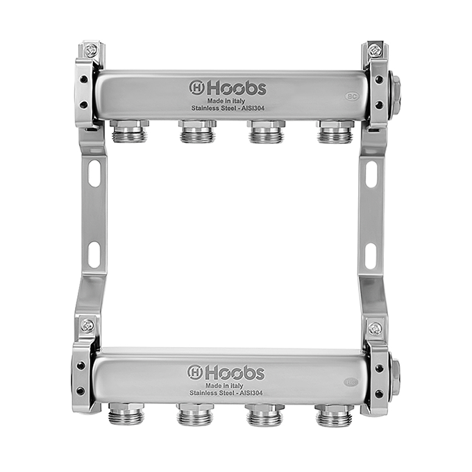 Hoobs Комплект коллекторов, нерж. ст. + кронштейны, без рег., 1" х 3/4"-4 вых.