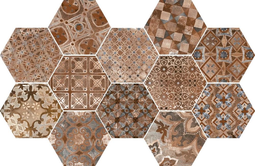 

Керамогранит Ragno Epoca R55V Decoro Cementine Cotto Scuro 21х18.2
