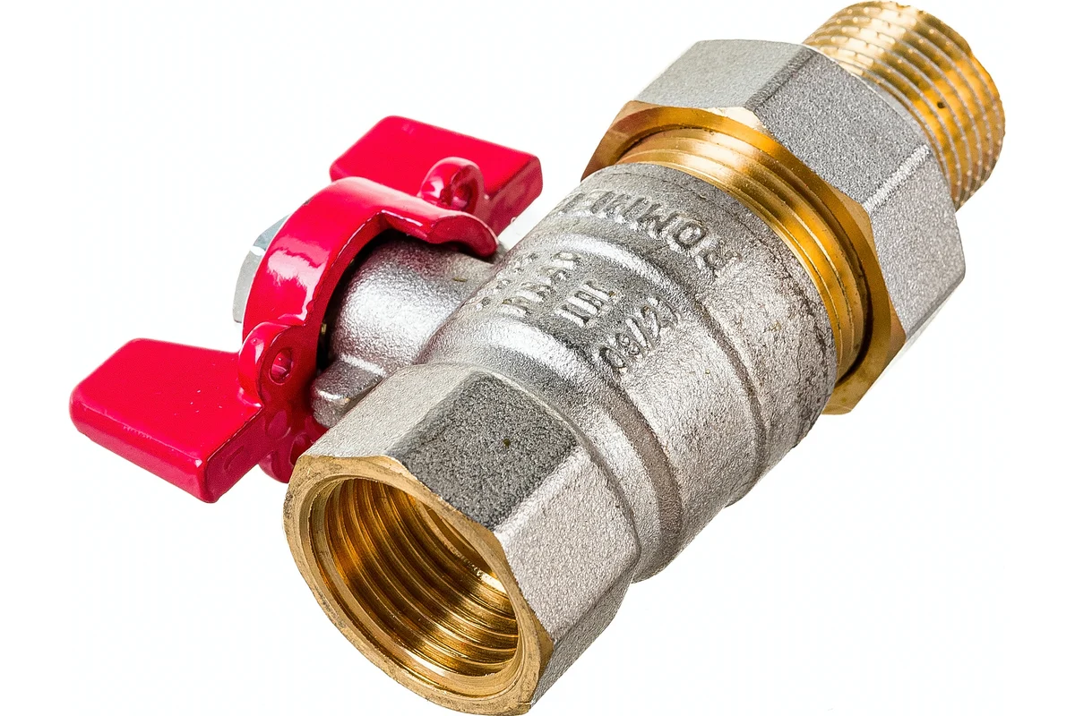 Rommer шаровой кран с американкой 1/2" ВН/НР, ручка бабочка RBV-0005-0510215