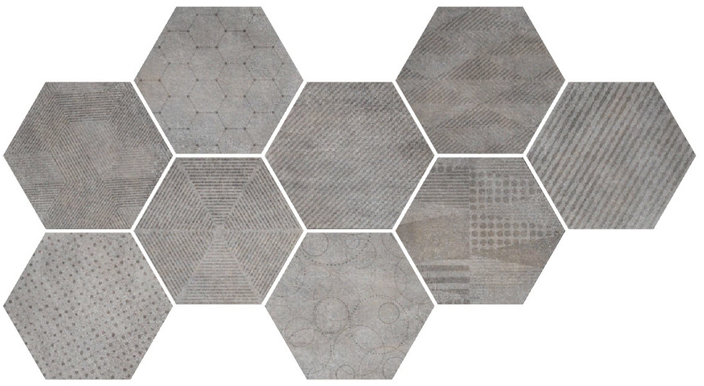 

Керамогранит Serenissima Docklands Hexagon Freeport Grey (9mix) 24х27,7