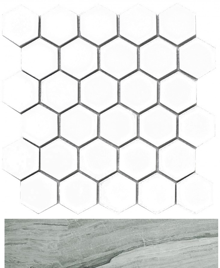 

Керамогранит Seranit Misto Mosaic Hexagon Grey Lappato мозаика 24,5x28