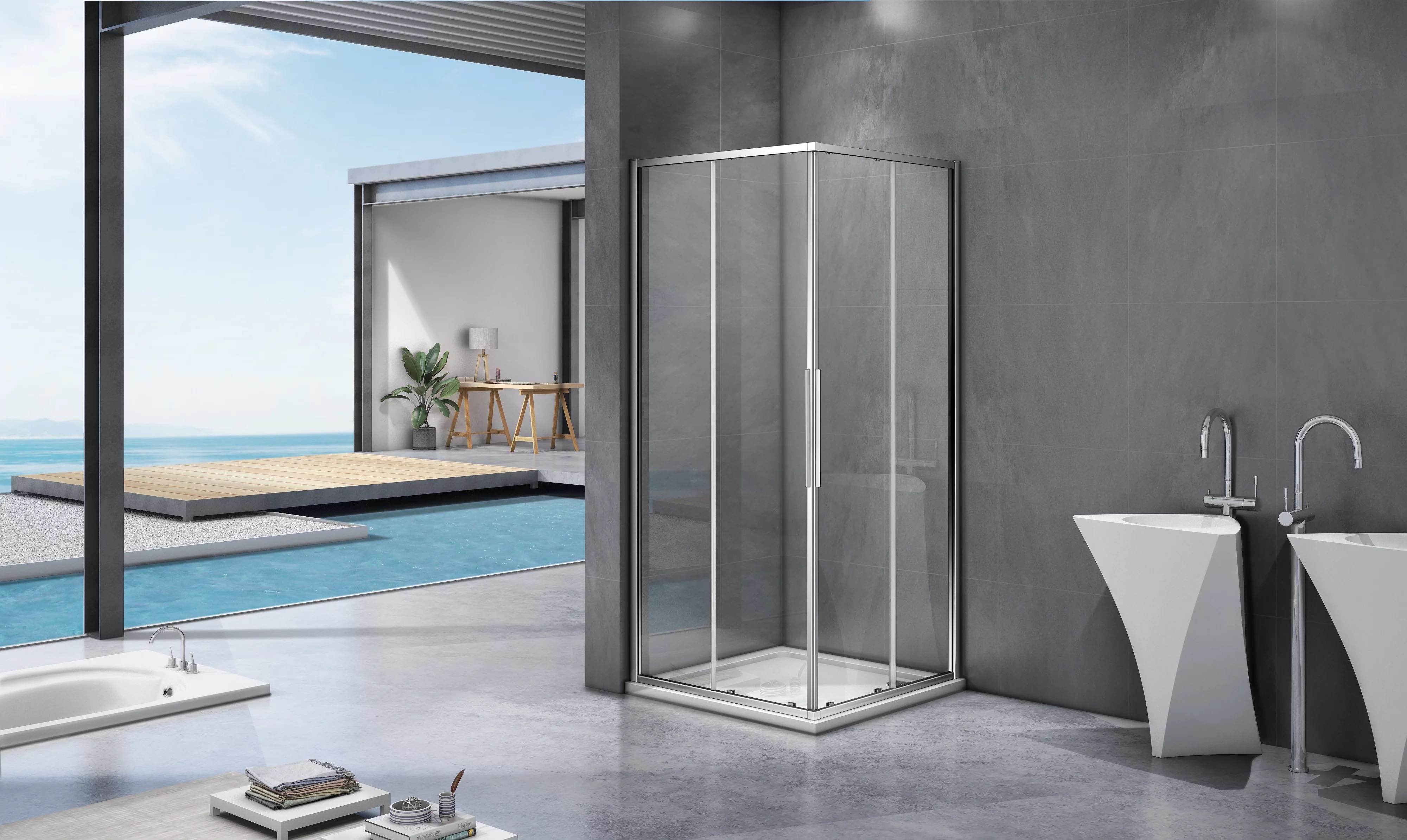 Душевой уголок Bas Idea CR-100-C-CH 1000x1000x1950 хром ИД00017