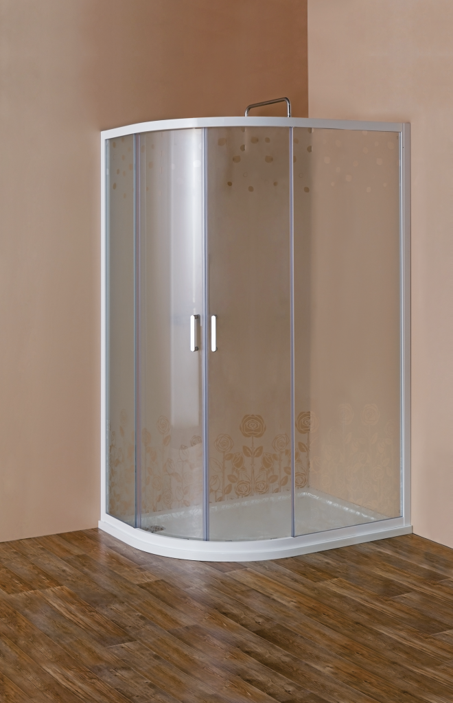 Душевой уголок Cezares Rosa 1950x900x1200 (матовое стекло принт) правый белый ROSA-RH-2-120/90-RO-Bi-R