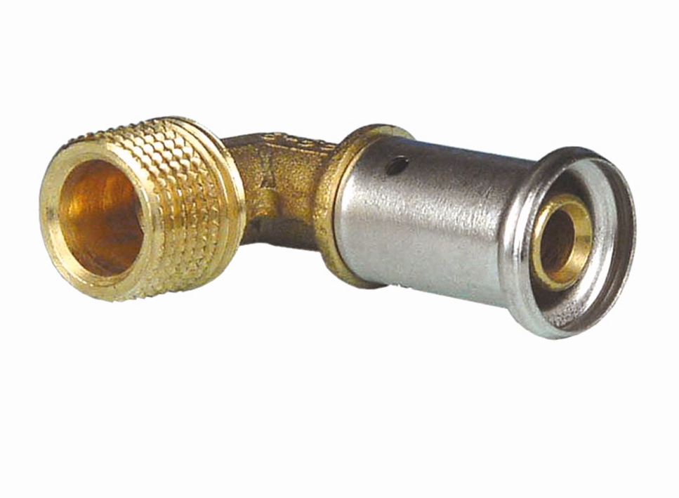 HENCO Угольник 90° НР, латунь пресс, 20x1/2"