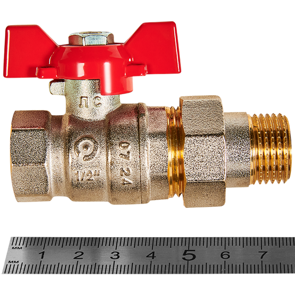ROMMER Кран шаровой с американкой, ВР/НР, ручка бабочка 1/2